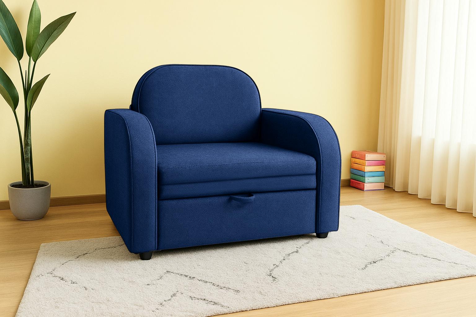 Диван-кресло мягкое раскладное Tobi Sho Дрим рогожка Bahama 1140х850х830 мм 30/Синий