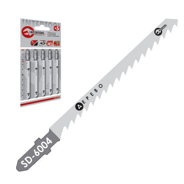 Набор полотен Intertool SD-6004 для лобзика 75 мм по зубу 4,0 мм для работы по древесине и ламинату 5 пр. (122014)
