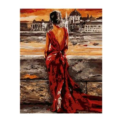 Набор для росписи по номерам Strateg Женщина в красном 40х50 см (VA-0048-mt)