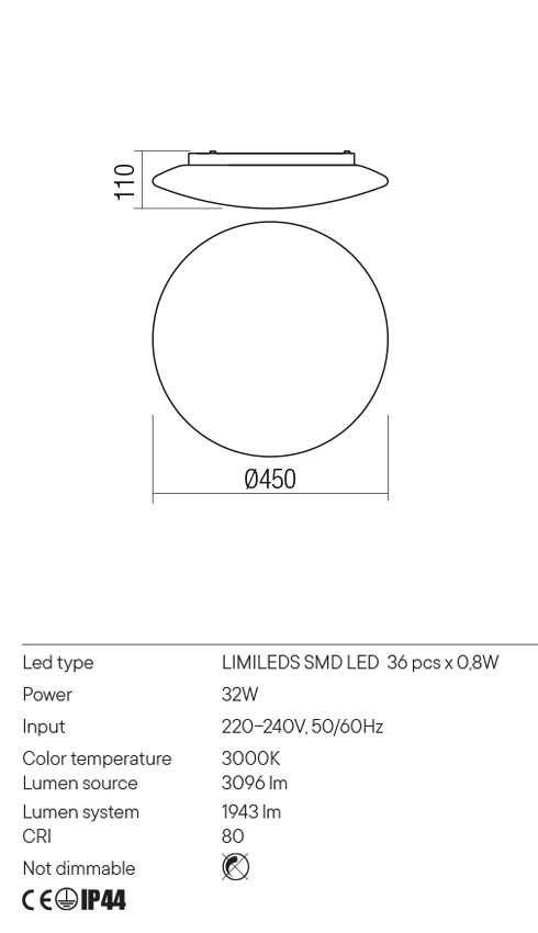 Светильник потолочный Redo Antiba Ap LED 32 W 3000K Ip44 White 5.1.2 (01-2990) - фото 3 Светильник потолочный Redo Antiba Ap LED 32 W 3000K Ip44 White 5.1.2 (01-2990) - фото 3