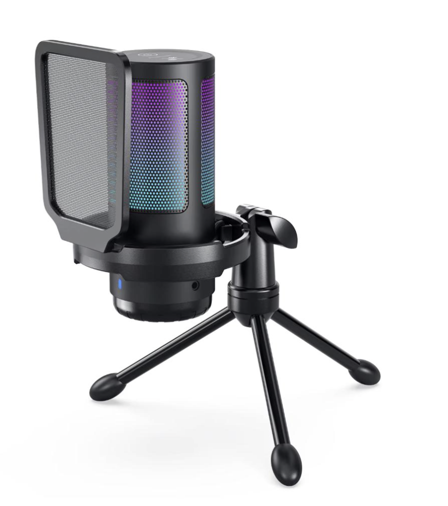 Микрофон конденсаторный RGB с поп-фильтром Черный (1770971164137) Микрофон конденсаторный RGB с поп-фильтром Черный (1770971164137)