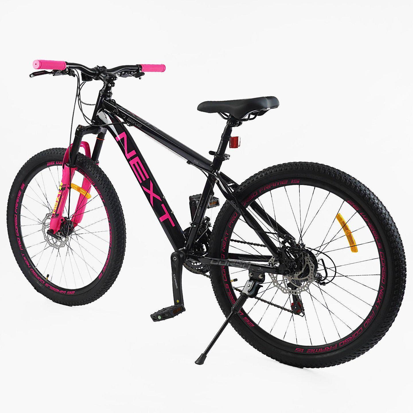 Велосипед горный Corso Next алюминиевый 26"/15" Черно-розовый (436226385) - фото 3 Велосипед горный Corso Next алюминиевый 26"/15" Черно-розовый (436226385) - фото 3