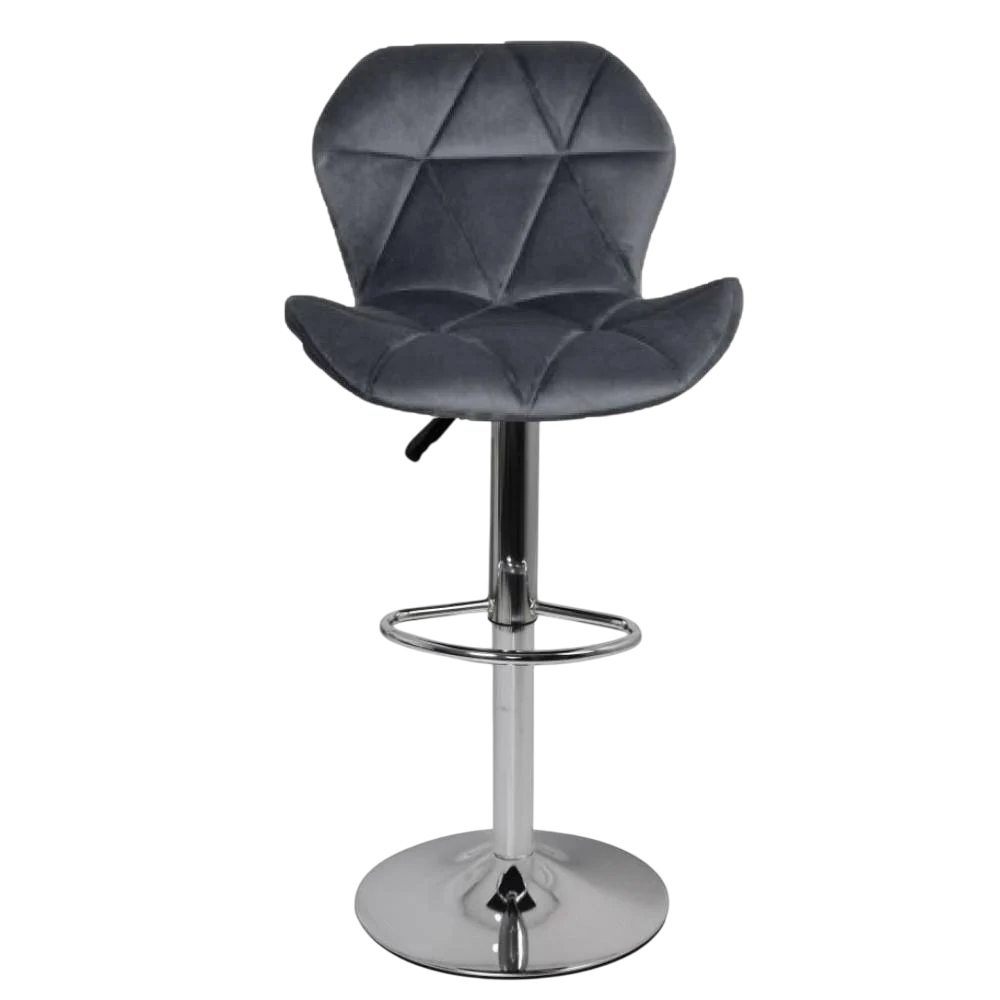 Барный стул поворотный Bonro B-087 на хромированной ножке со спинкой велюровый Серый (124-76-42400412)
