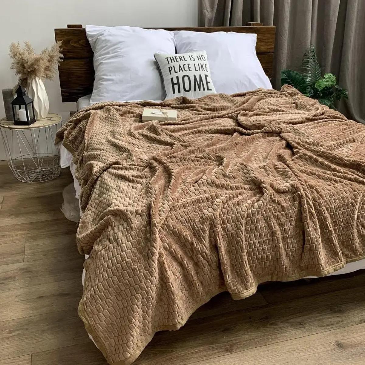 Плед Koloco мікрофібра полуторний 150х200 см Світло-коричневий (37404) - фото 2 Плед Koloco мікрофібра полуторний 150х200 см Світло-коричневий (37404) - фото 2