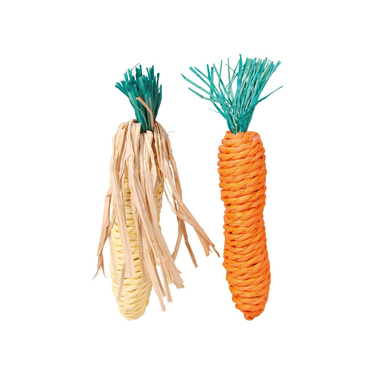 Игрушка для грызунов Trixie Кукуруза и морковка натуральные материалы 15 см набор 2 шт. (4011905061924)