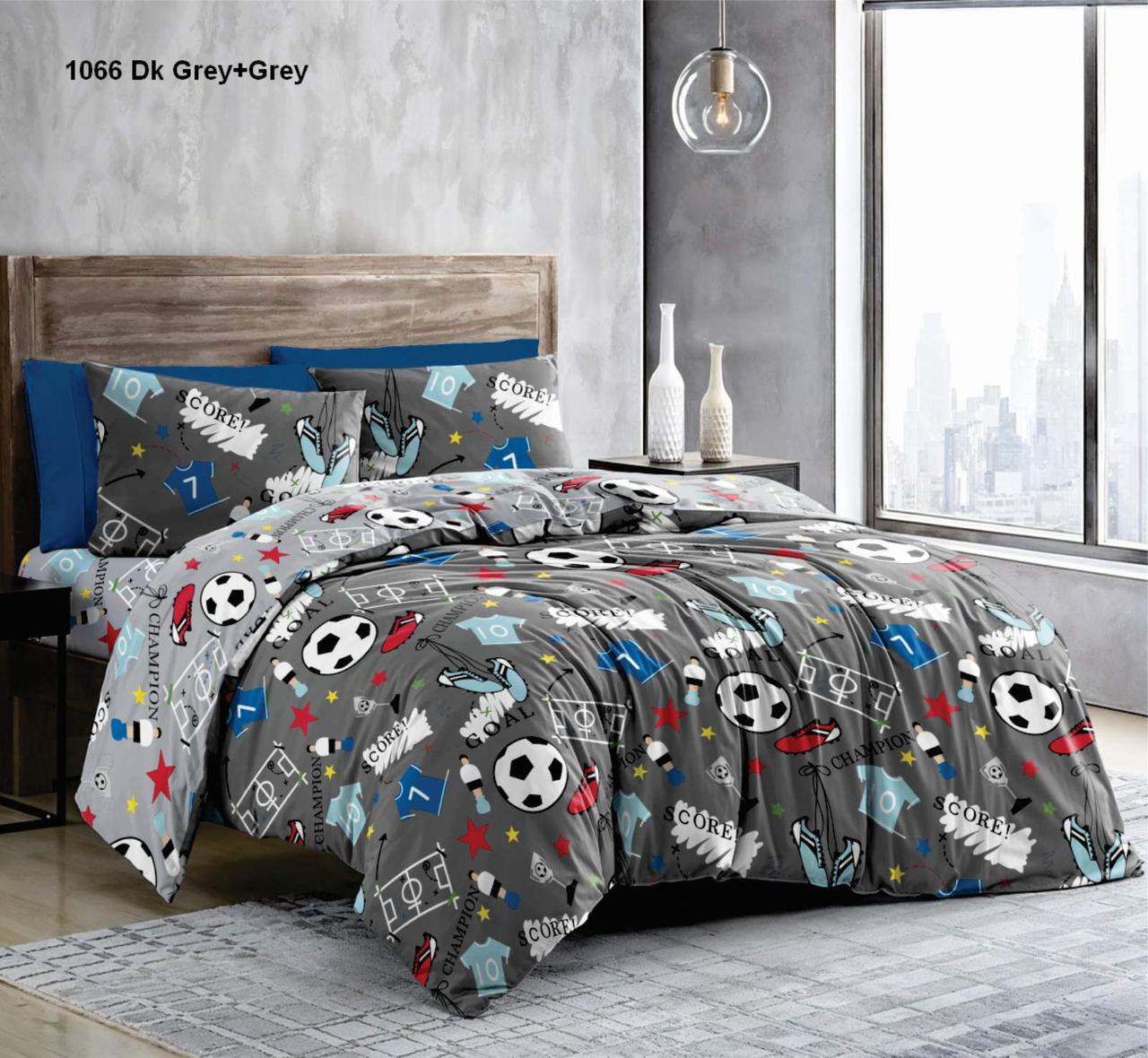 Комплект постельного белья полуторный Gold Lux Футбол бязь/коттон Серый (28810669) Комплект постельного белья полуторный Gold Lux Футбол бязь/коттон Серый (28810669)