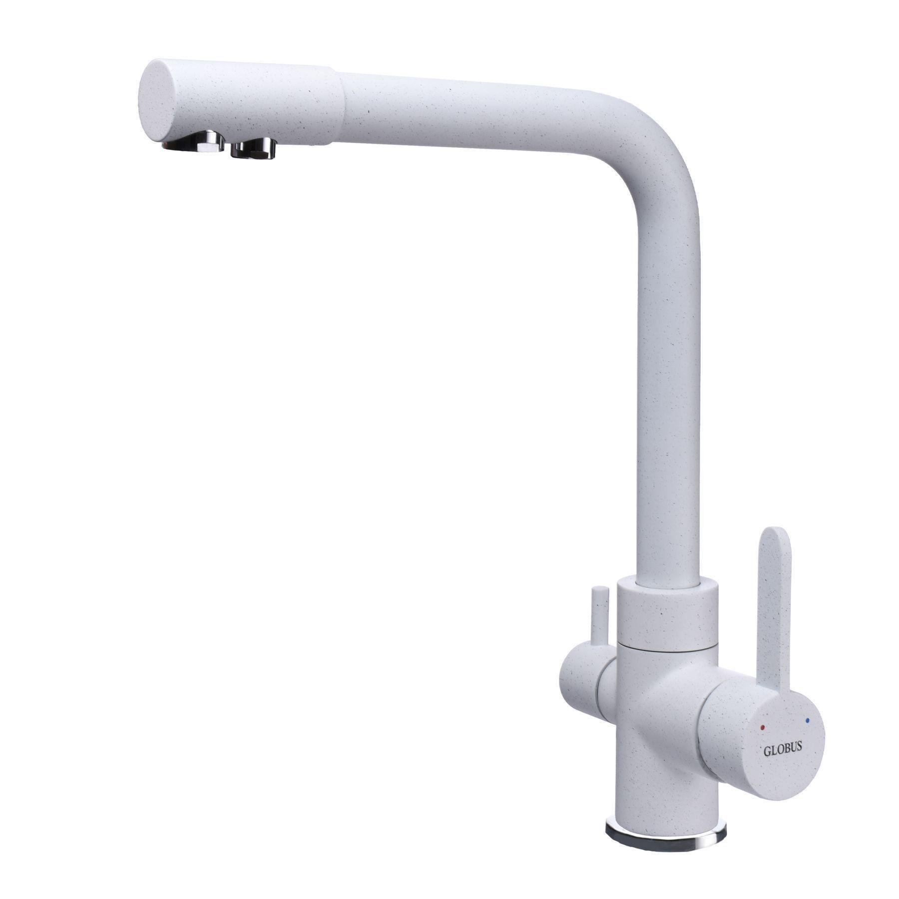 Кран на кухню Globus Lux с подключением к осмос-фильтру Белый (19240)