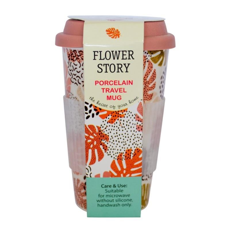 Чашка Krauff Keramia Flower story с силиконовой крышкой 440 мл