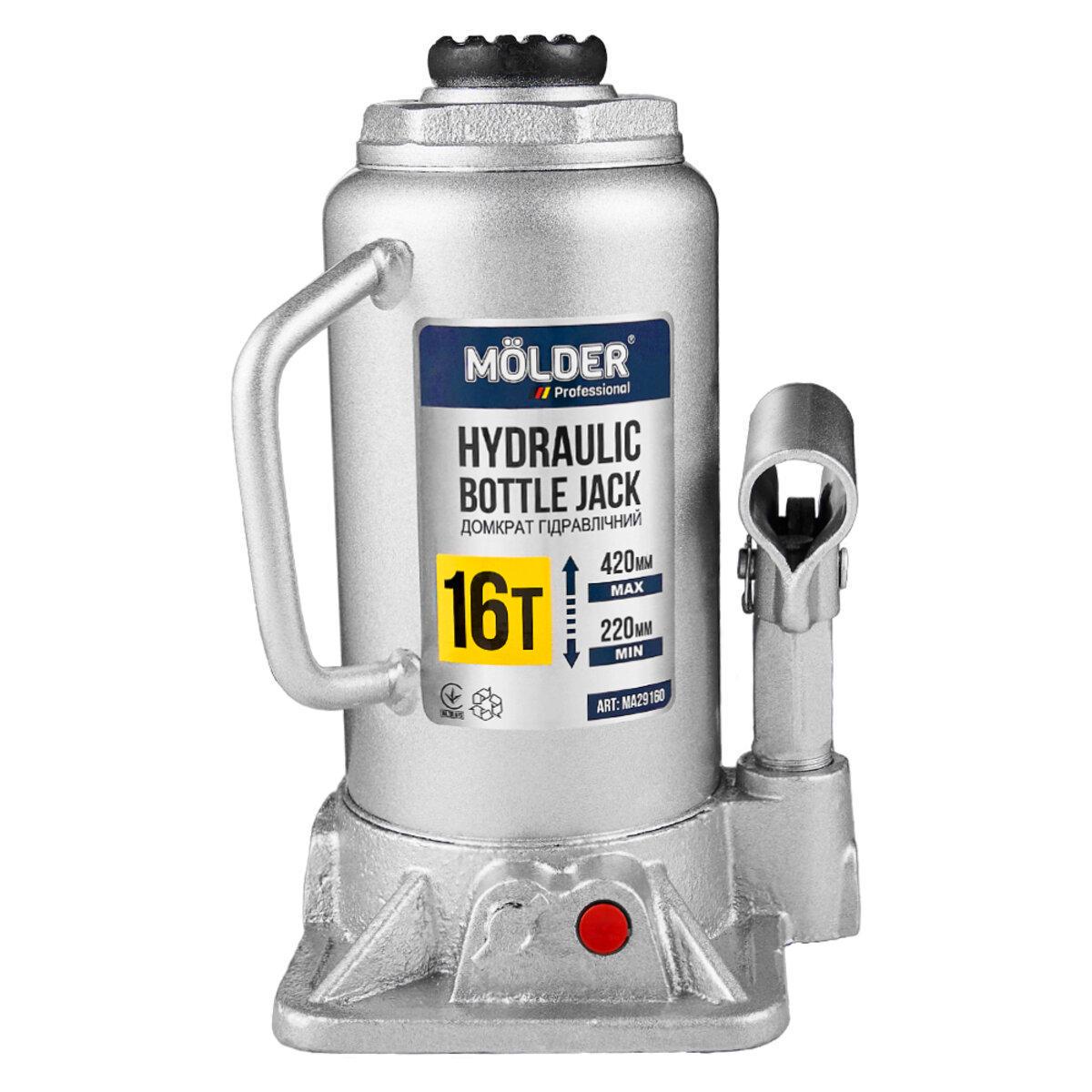 Домкрат гидравлический бутылочный Molder 16 т 220-420 мм (MA29160)