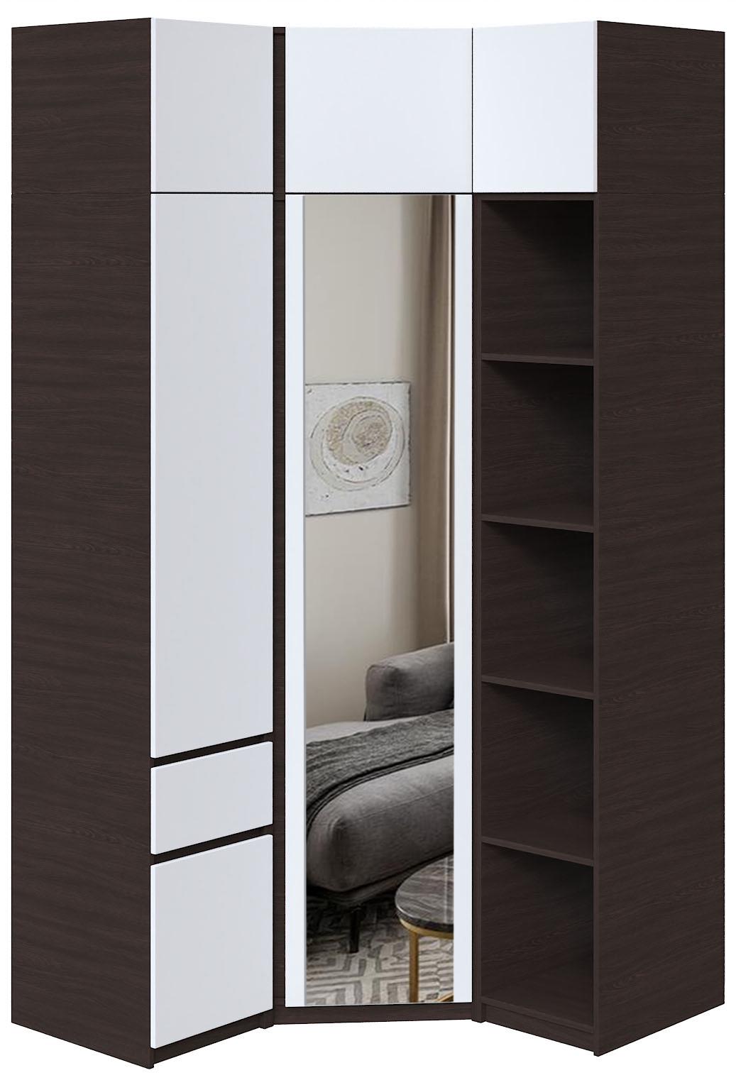 Шафа-стінка кутова Майстер Форм Брайт 1250х520х2400 мм Венге магія/Білий (32845) - фото 1