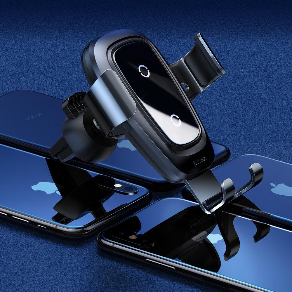 Автодержатель для смартфона Baseus Gravity Car Mount с функцией быстрой зарядки 10W Qi на дефлектор Черный - фото 7