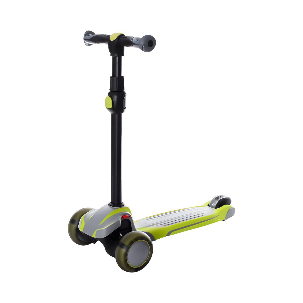 Самокат детский X1-GGR MAXI с амортизатором/3 световые колеса/алюминий/пластик Серый с зеленым (26255500)