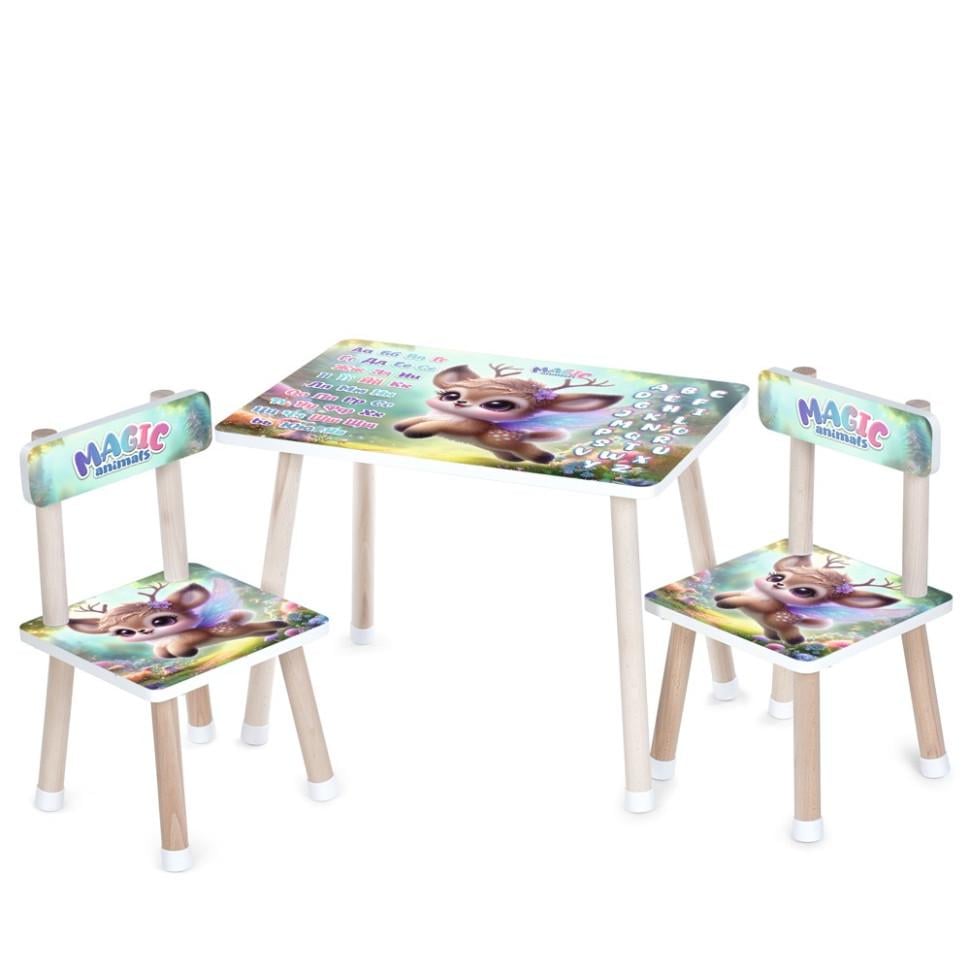 Дитячий дерев'яний столик та стільці Bambi Оленя різнокольорове (M 501-30) Дитячий дерев'яний столик та стільці Bambi Оленя різнокольорове (M 501-30)