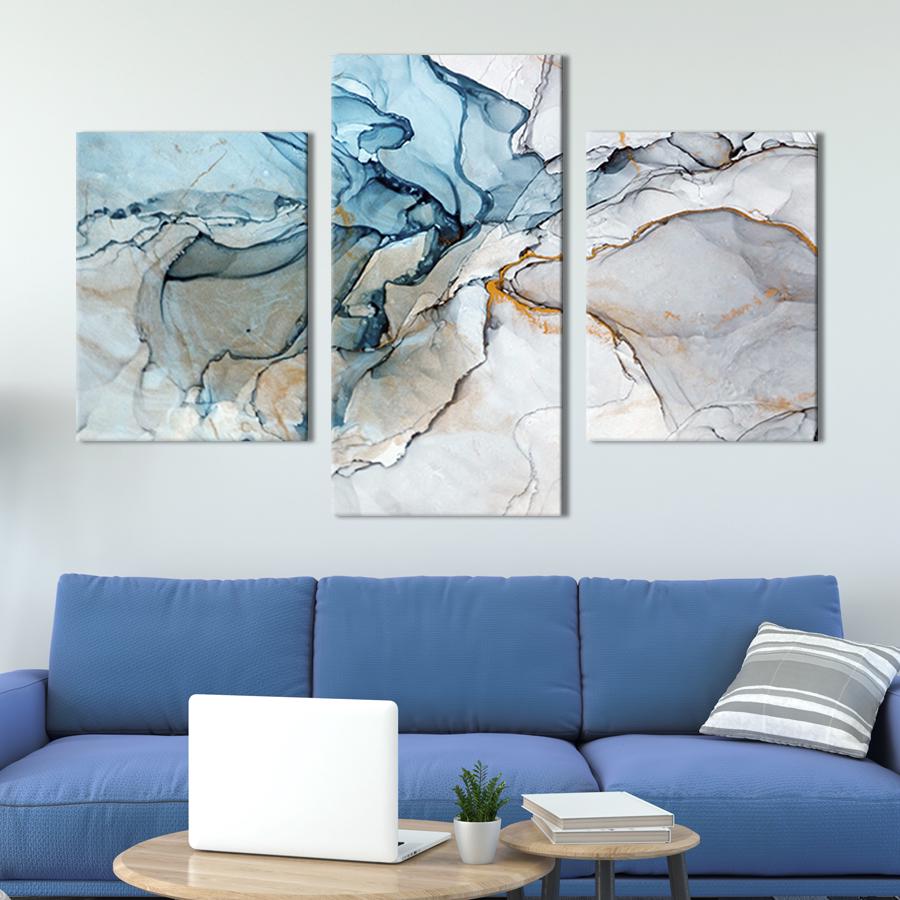 Картина для интерьера Светлый голубой мрамор 141x90 см (37-32)