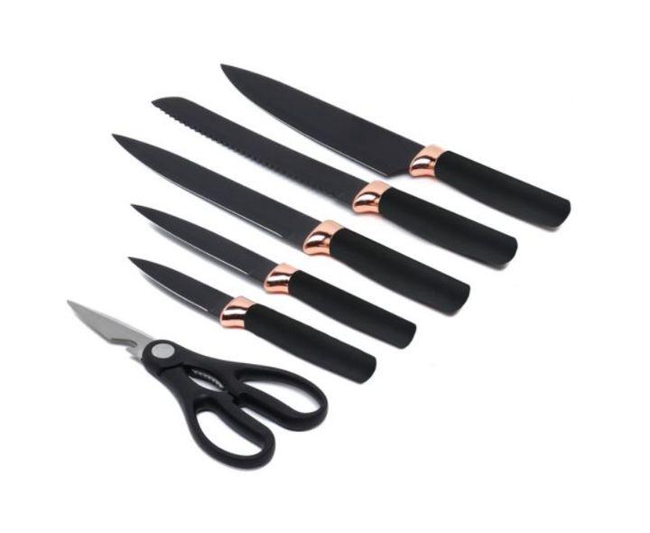 Набір ножів MAG-709 нержавіюча сталь з підставкою 7 пр. Чорний - фото 4 Набір ножів MAG-709 нержавіюча сталь з підставкою 7 пр. Чорний - фото 4