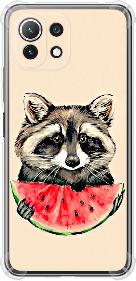 Чехол на Xiaomi Mi 11 Lite Енотик с арбузом (4605sp-2281-42517)