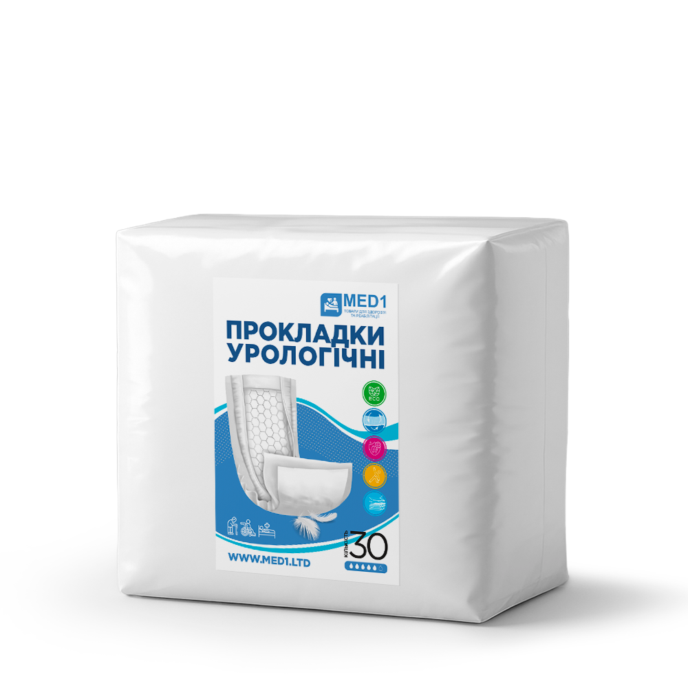 Прокладки урологические при недержании MED1-WC04 одноразовые 55х20 см 30 шт. (MED1-WC04552030)