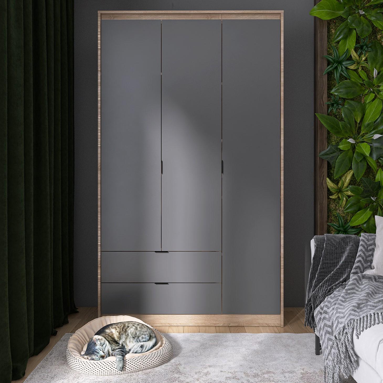 Шкаф Everest Сити 1200 1202х500х2046 мм Сонома/Графит (11432) - фото 2