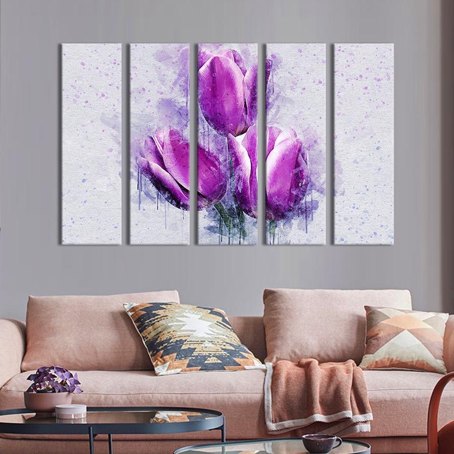 Картина на холсте Изысканные фиолетовые тюльпаны 155x95 см (861-51)