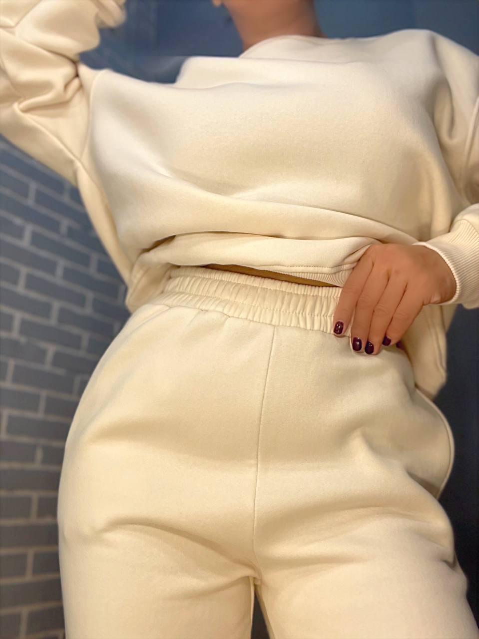 Брюки женские PEPPER MINT 24-13 спортивные джоггеры резинка на талии утепленные S Молочный (921) - фото 7 Брюки женские PEPPER MINT 24-13 спортивные джоггеры резинка на талии утепленные S Молочный (921) - фото 7