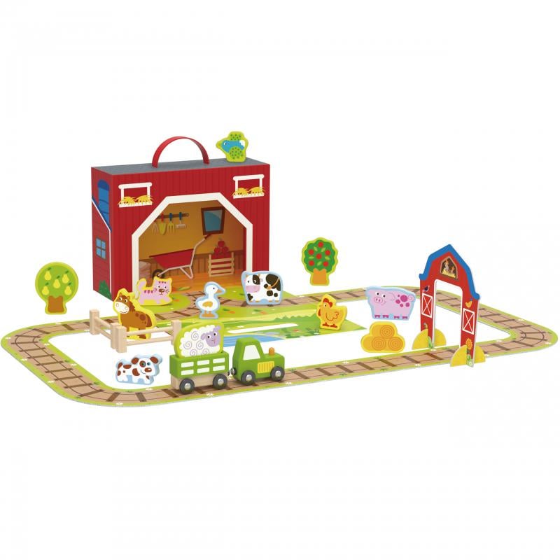 Іграшка TOOKY TOY Дерев'яна ферма у валізі (30138886)