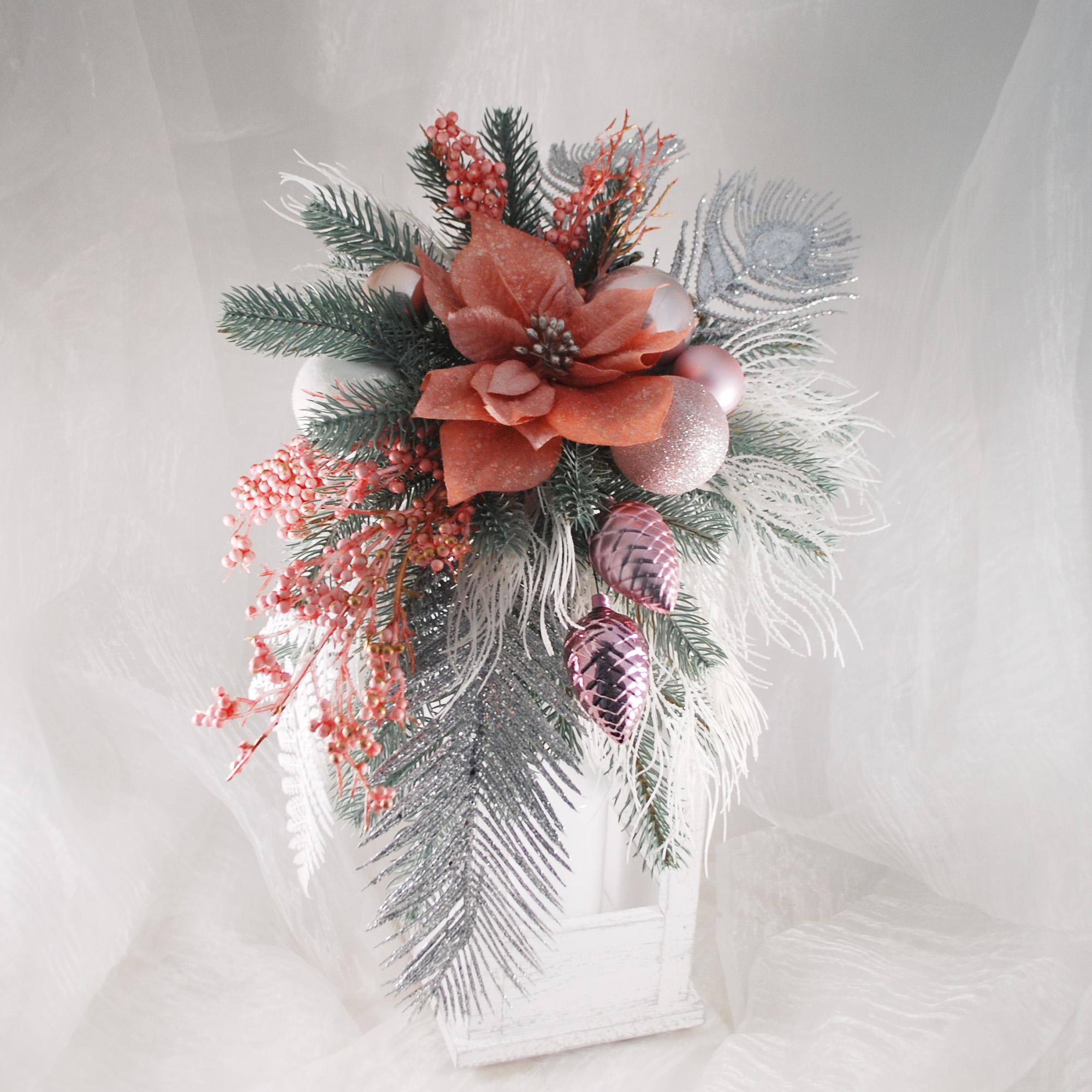 Новогодний декоративный фонарь-подсвечник 53 см Розовый/Белый (5722037) - фото 3 Новогодний декоративный фонарь-подсвечник 53 см Розовый/Белый (5722037) - фото 3