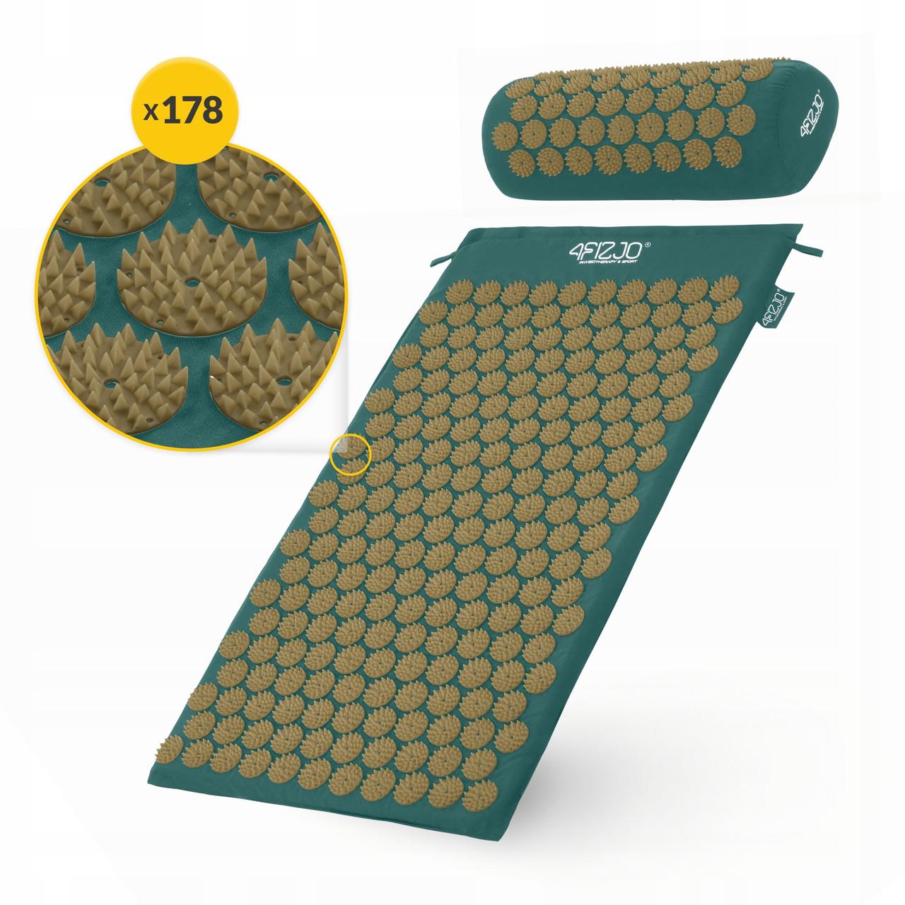 Килимок акупунктурний з валиком 4fizjo Classic Mat Аплікатор Кузнєцова Navy Green/Gold (P-5907739313300) - фото 11