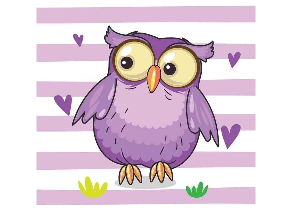 Картина по номерам Strateg Фиолетовая сова 30х30 см (ES208)