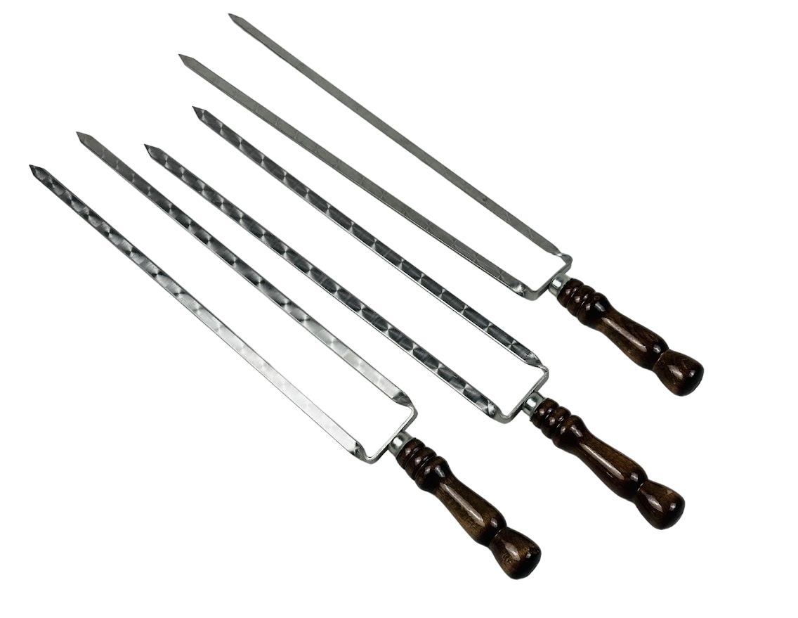 Набор шампуров двойные Кизляр 3 шт. из нержавеющей стали с деревянной ручкой (2-10-SH-3112)