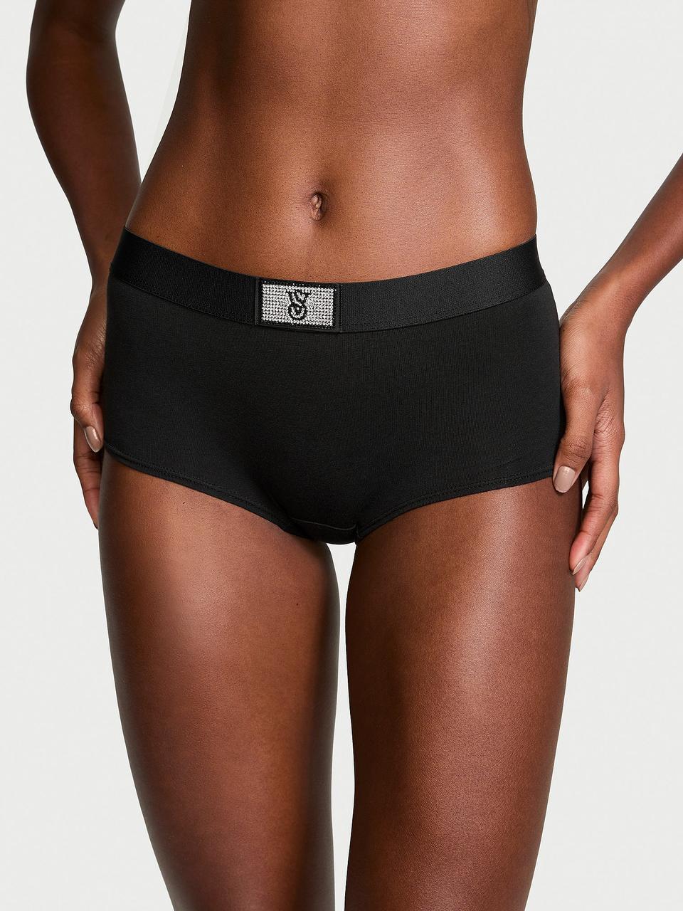 Трусики женские Victoria's Secret Logo Shine Patch Shortie XL Черный (2448196618)