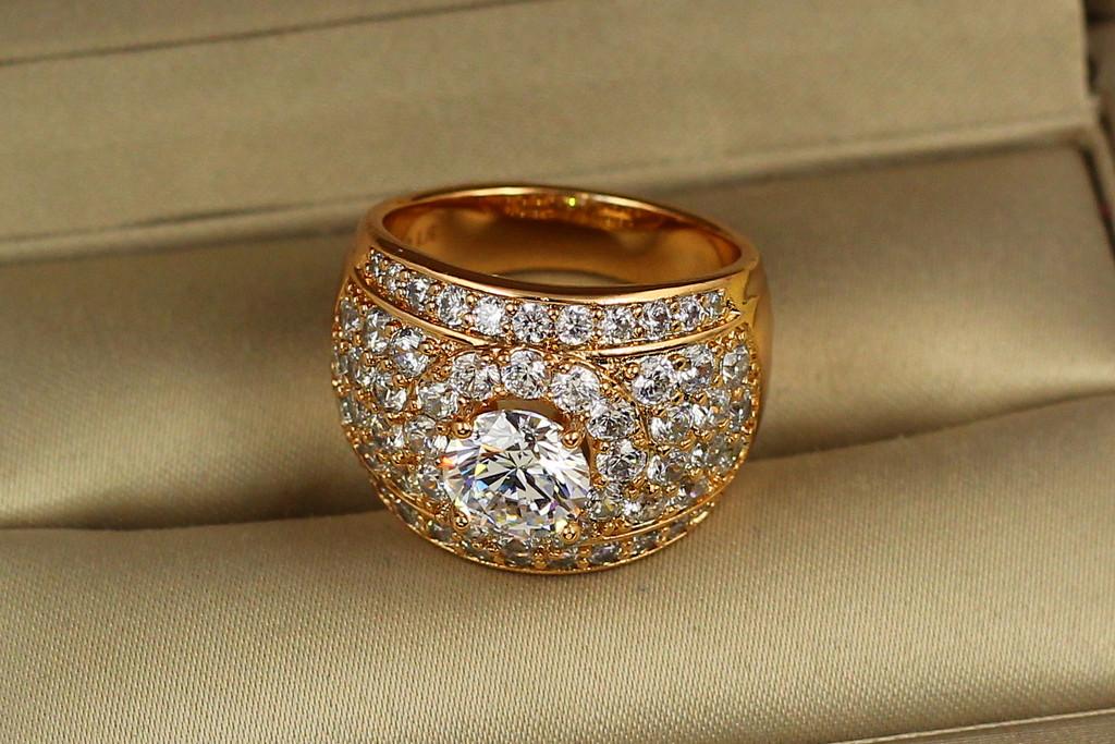 Кольцо Xuping Jewelry Бочечка с камнями р. 20 Золотистый Кольцо Xuping Jewelry Бочечка с камнями р. 20 Золотистый