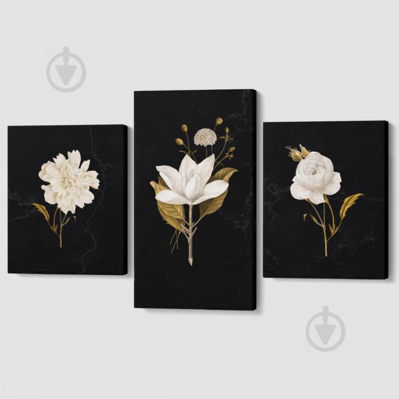 Модульная картина из трех частей Malevich Store 96x60 см White Flowers (MK322021)