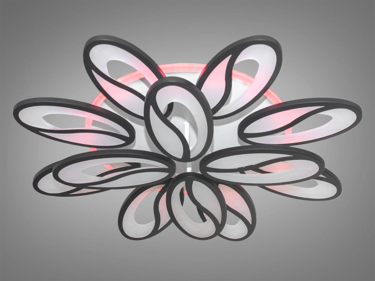 Люстра LED в зал з диммером 8090-8+4BK-LS 185W на 26 м2 Чорний (1716174288)