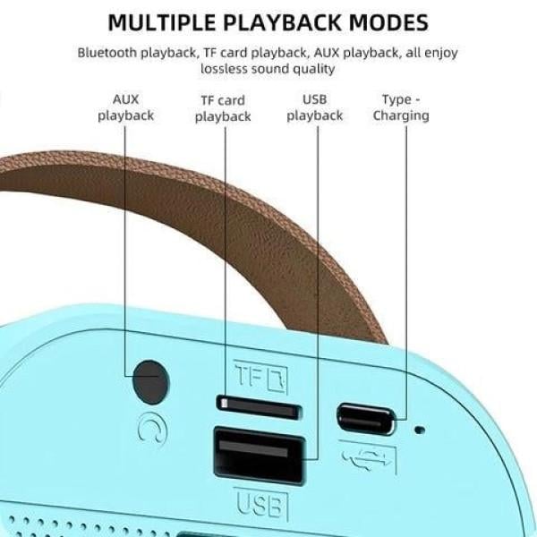 Колонка мини K12 с RGB подсветкой/караоке/микрофоном Bluetooth/TF card/USB 1200 мАч Голубой (kt-0368) - фото 2