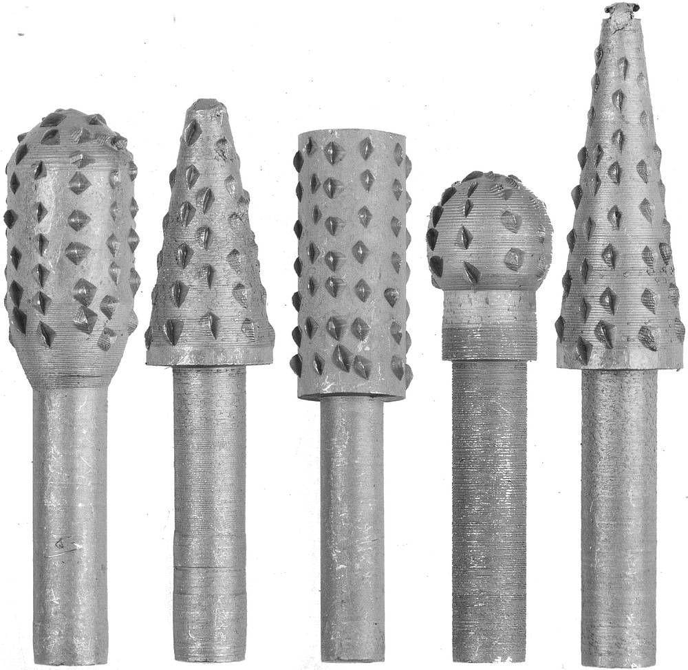 Набор из 5 борфрез шарошек фрез по древе для дрели хвостовик 6 мм сталь (288016)