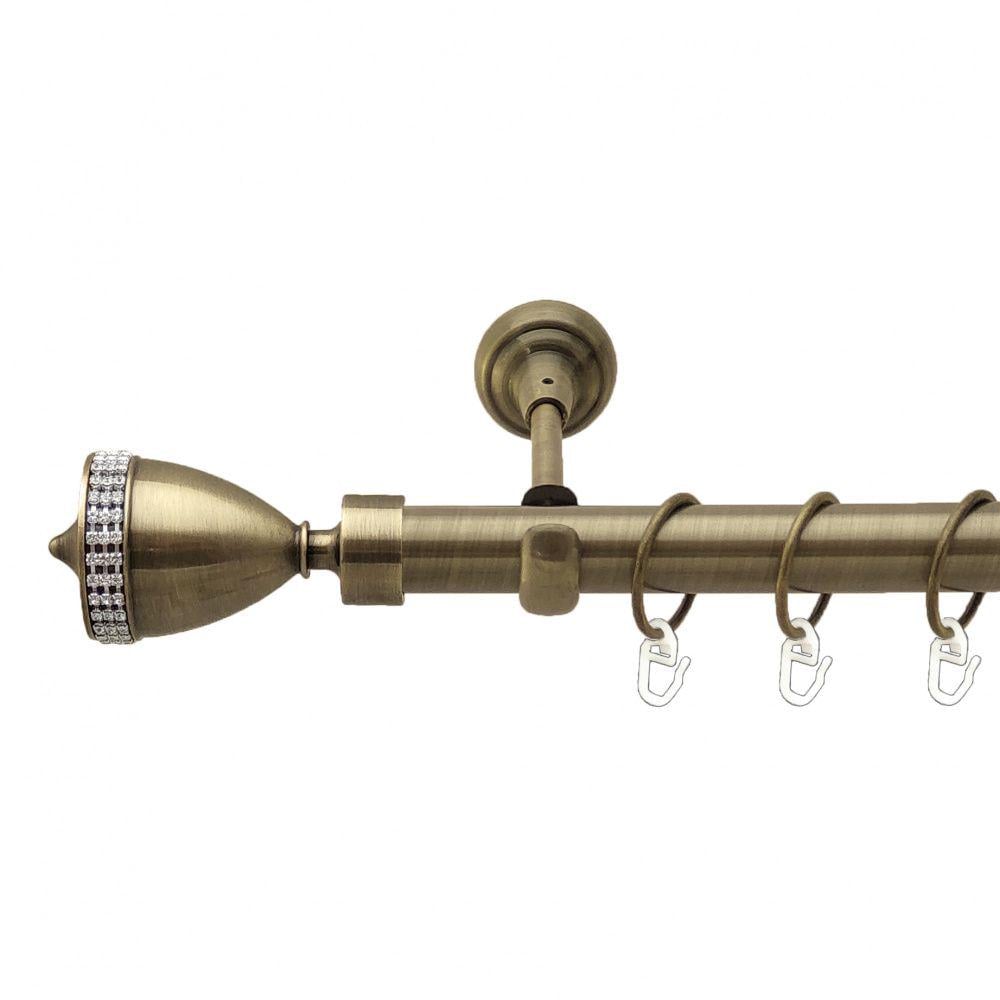 Карниз металлический Orvit Этерния однорядный открытый/гладкая труба/кольцо металлическое Антик 25 мм 200 см (4223975)