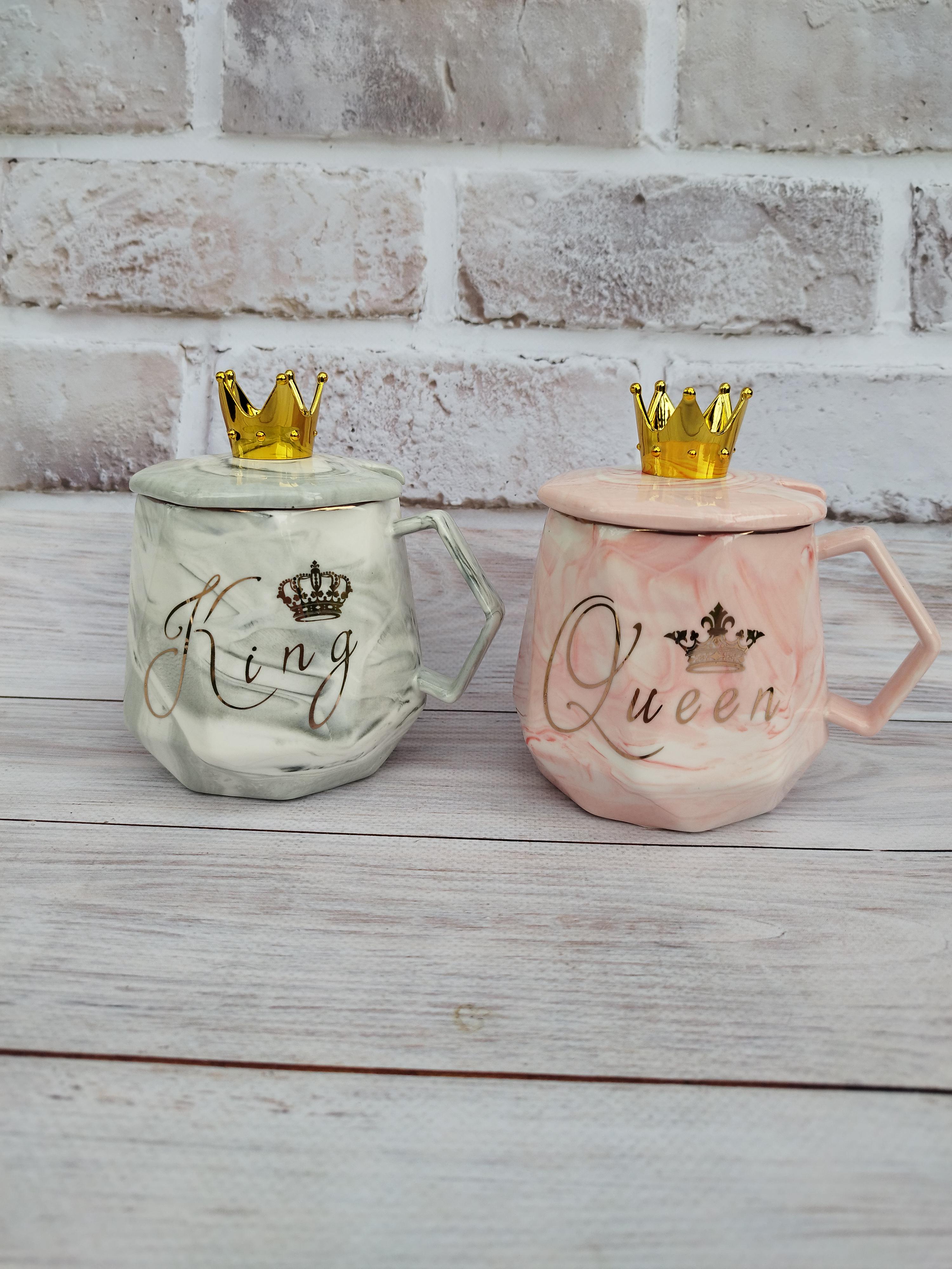 Бокалы Jumbo King Queen керамика 300 мл 2 шт. Серый/Розовый (17616081)