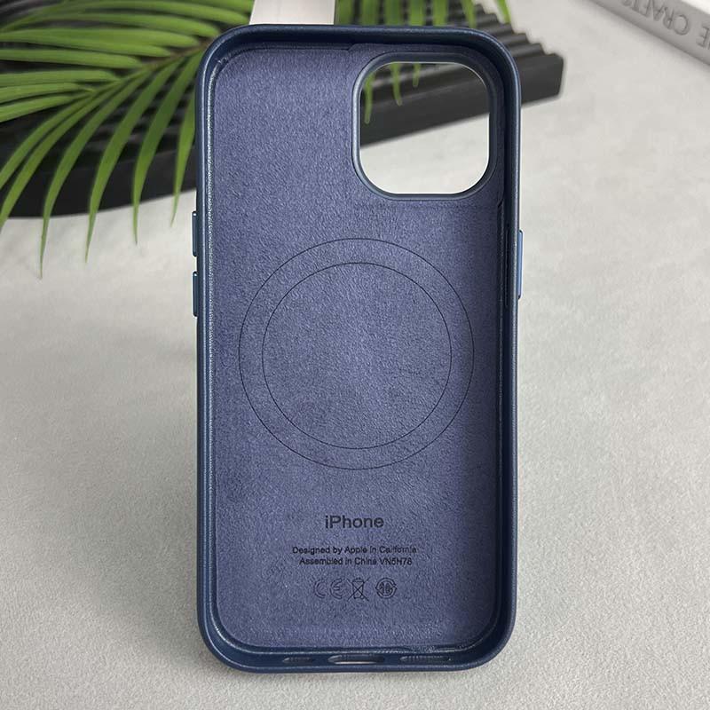 Протиударний Чохол для Apple iPhone 15 (6.1") Epik Leather Case (AAA) with MagSafe and Animation Blue - фото 2