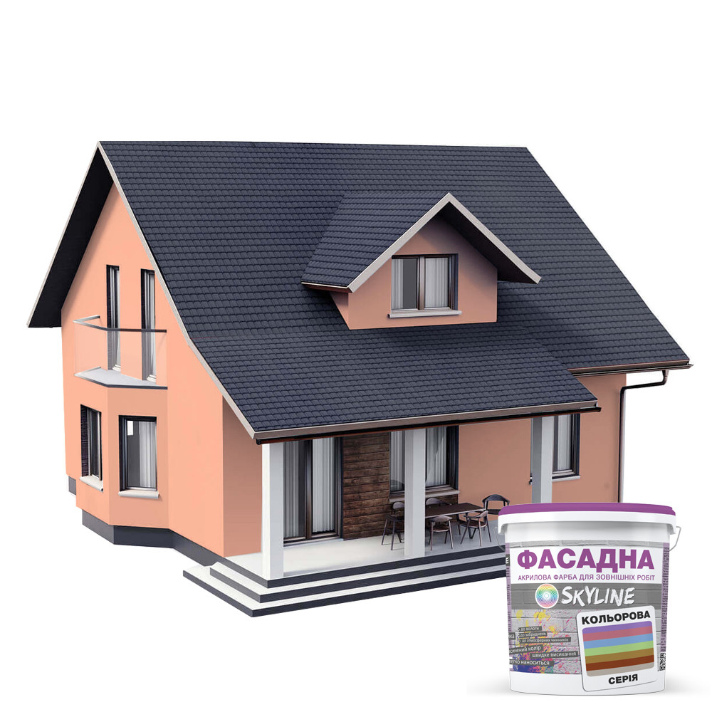Фарба акрил-латексна фасадна Skyline 0530-Y70R 3 л Адоніс (650c0ccc4bc23147a0718ad0) - фото 2 Фарба акрил-латексна фасадна Skyline 0530-Y70R 3 л Адоніс (650c0ccc4bc23147a0718ad0) - фото 2