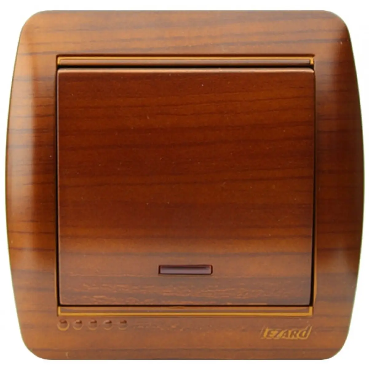 Выключатель одноклавишный накладной Lezard Demet IP20 с подсветкой Античный кедр (27550402)