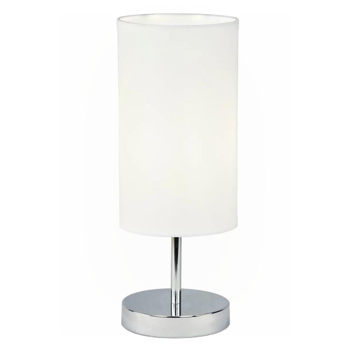 Настольная лампа Valeso с цилиндрическим абажуром под лампу Е14 Хром/Белый (LT91056 CR+WT)