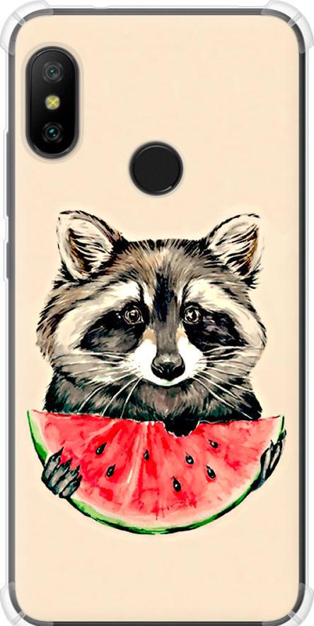 Чехол на Xiaomi Mi A2 Lite Енотик с арбузом (4605sp-1522-42517)