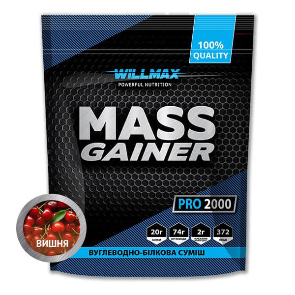 Гейнер для набору ваги високовуглеводний Willmax Mass Gainer 2 кг Вишня (6110)