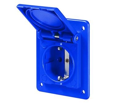 Розетка ДКС Quadro с заземлением основание 70х87мм IP54 Синий (DIS5704061)