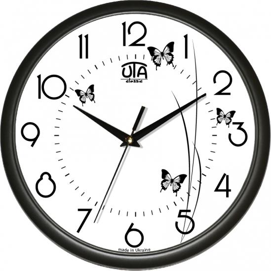 Часы настенные UTA Classic Полет бабочек 30x30 см Black (118459)