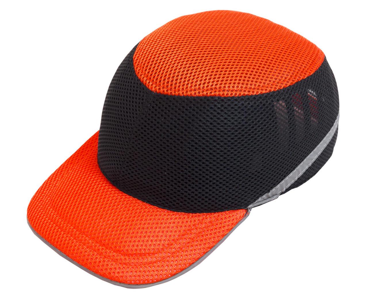 Каска-бейсболка ударостійка зі світловідбиваючою стрічкою Оранжево-чорний