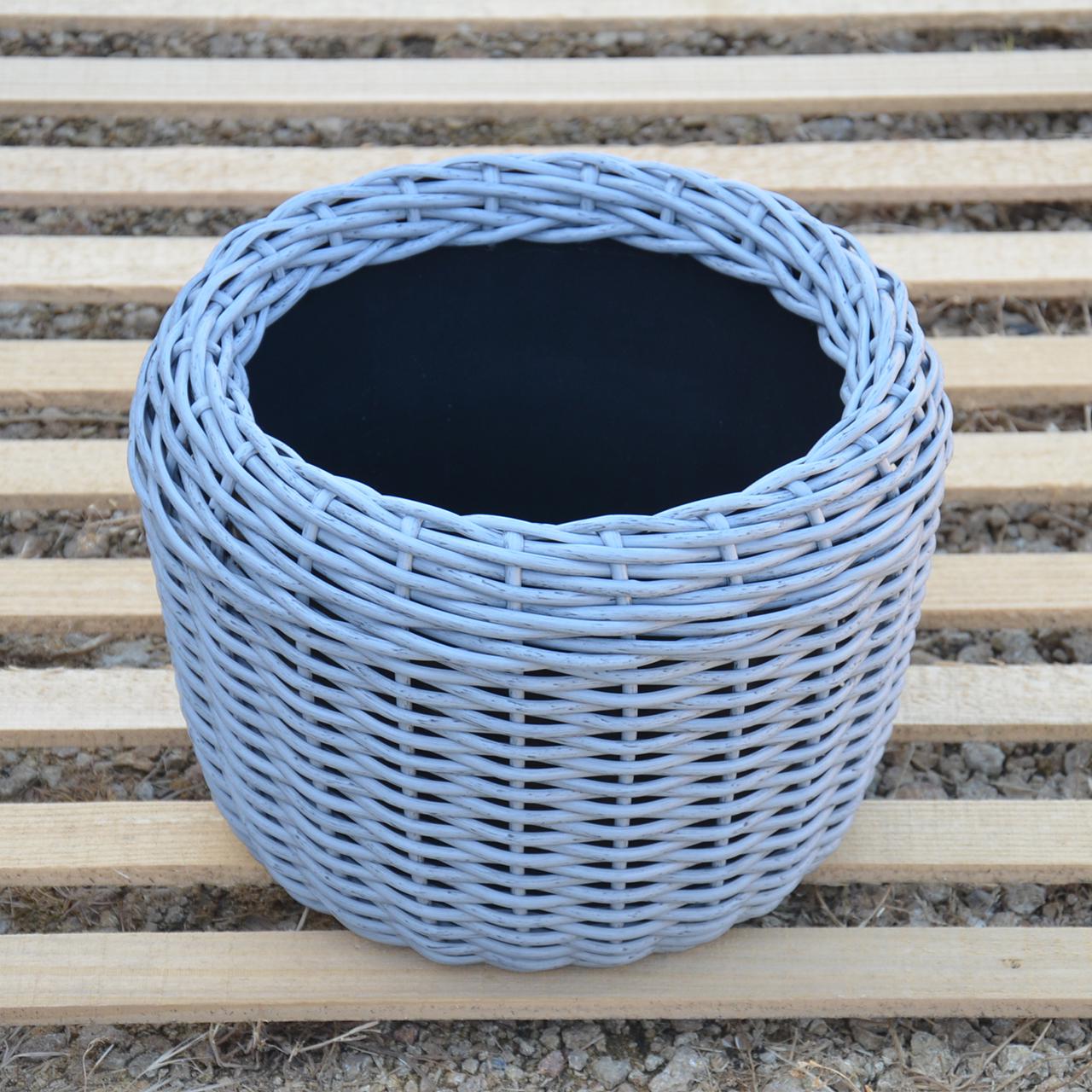 Кашпо для рослин з штучного ротангу 12 л Сірий (11717132) - фото 6 Кашпо для рослин з штучного ротангу 12 л Сірий (11717132) - фото 6