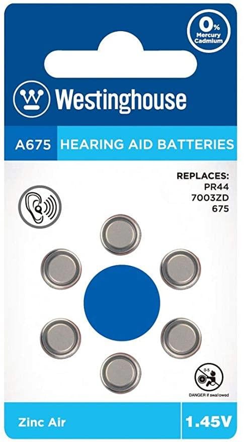 Батарея воздушно-цинковая Westinghouse для слуховых аппаратов 1,45V 6 шт. (А675)