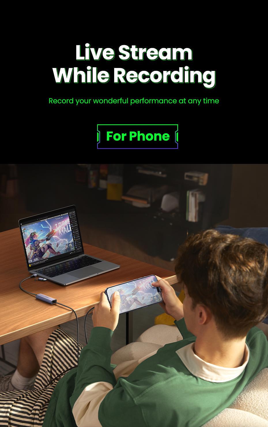 Карта видеозахвата USB Ugreen 1. USB-A USB-C 2 м Серый (25772) - фото 7