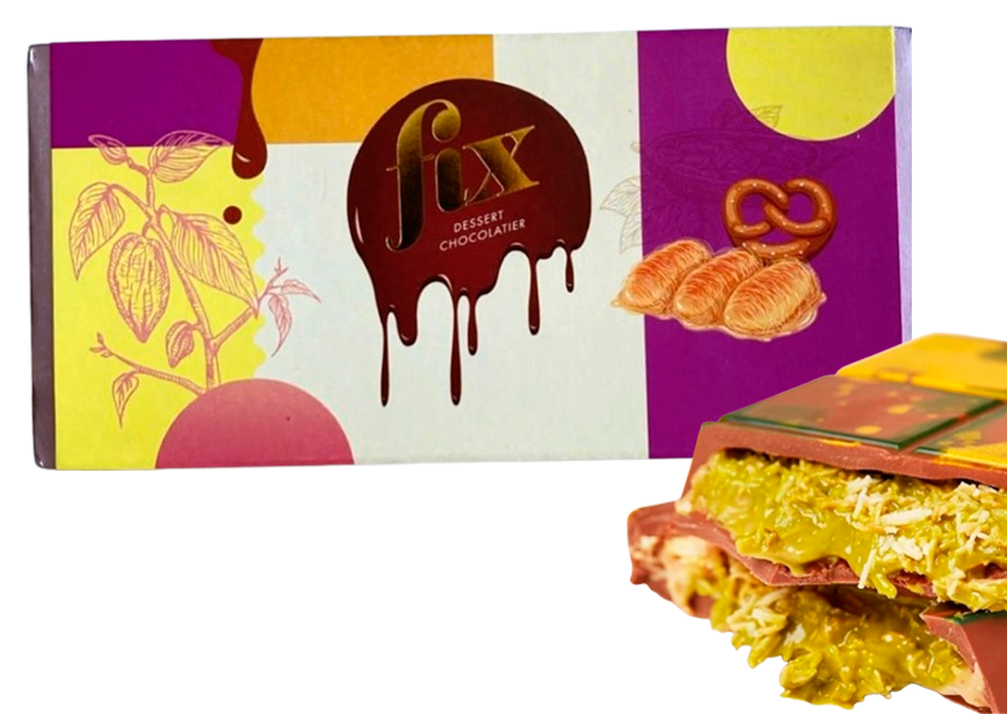 Шоколад дубайский Fix Dessert Chocolatier со вкусом соленой карамели и крендельков 200 г (2444037781)